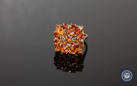A 9ct gold citrine cluster ring,