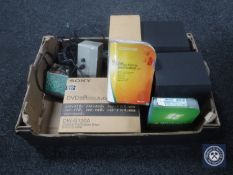 A Sony rewriteable drive in box together with pair of speakers, hard drive,