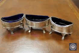 Three Georgian silver salts.