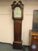 A George III oak eight day longcase clock with painted dial signed John Brown, Aberdeen,