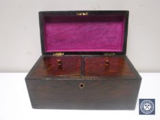 A late Victorian rosewood tea caddy