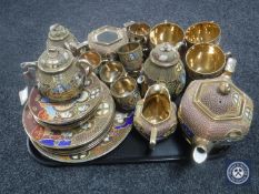 A large tray of Japanese gilded china