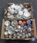 Three boxes containing Japanese tea ware, continental china, crystal,