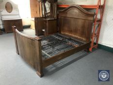 An antique continental mahogany 5' bed frame with box spring CONDITION REPORT: This