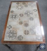 A mid 20th century Danish tiled topped coffee table signed Sallingese CONDITION REPORT: