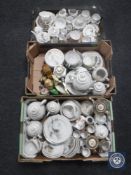 Three boxes containing Japanese tea ware, continental china,