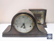 Two early 20th century oak cased mantel clocks