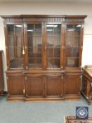 A period style oak breakfront bookcase,
