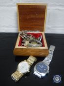 A sterling silver and enamel pendant together with costume jewellery, Montine wristwatch etc.