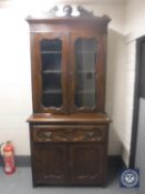 An Edwardian oak secretaire bookcase,