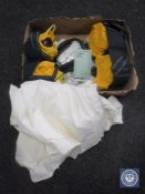 A box of four Hemselite lawn bowls size 1 together with outfit