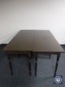 Four melamine topped cafe tables on oak bases