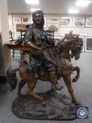 After Barye Fils & Emile Guillemin: An Arabian huntsman on horseback,