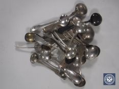 A collection of twenty-four Georgian and later silver salt and mustard spoons