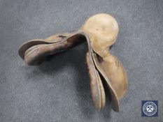 A leather saddle