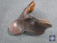 A leather saddle