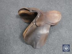 A leather saddle