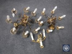 Three continental brass light fittings