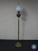 A Victorian brass standard oil lamp