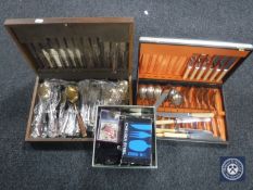 A teak canteen of Eastern brass cutlery,