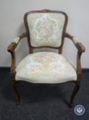 A continental tapestry upholstered salon armchair
