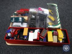 A tray of die cast vehicles, Corgi bus etc.