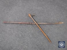 A tribal spear and axe