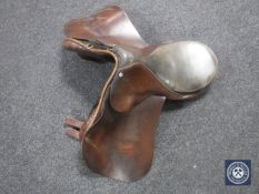 A leather saddle
