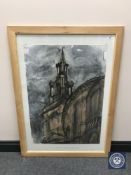 Donald James White : All Saints, Newcastle upon Tyne, watercolour, signed with initials, dated '01,