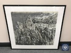 Donald James White : Limestone Darkness, watercolour, signed verso and dated '88, 70 cm x 80 cm,