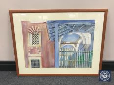 Donald James White : Mosque of Sudenin, watercolour, 54 cm x 45 cm, framed.