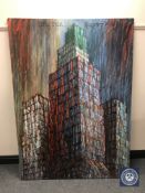 Donald James White : Scott Monument 1990, oil on canvas, 119 cm x 166 cm, unframed.