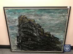 Donald James White : Sea Stac, oil on board, signed verso and dated 25.4.