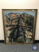 Donald James White : Rockface, Oldshoremoore, oil on canvas, signed, dated '87, 110 cm x 92 cm,
