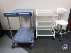 A metal and plastic trolley,