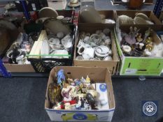 Five boxes of china and figures