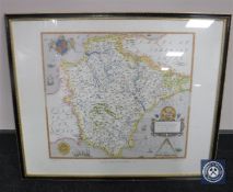 A print after Christopher Saxton, Map of Devonshire,