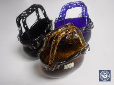 Three Italian glass hand bags