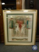 After Joadoor : Roman Feline, reproduction in colours and finished with gilt, 73 cm x 65 cm, framed.