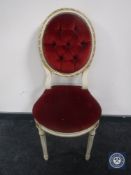A cream and gilt Victorian style bedroom chair
