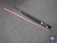 A Pink Grafite Geordie pool cue