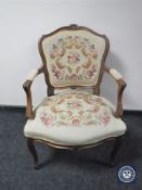 A continental salon armchair in tapestry fabric