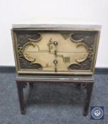 A continental two drawer bedside chest with marble top