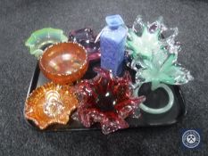 Nine pieces of 20th century coloured glass ware