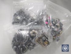 A box of a quantity of costume and sterling silver jewellery