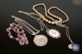 A Lotus pearl necklace together with costume jewellery.