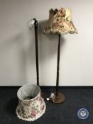 Two 20th century standard lamps with shades