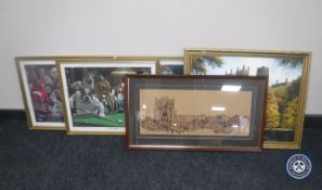 A gilt framed oil on board of Durham Cathedral,