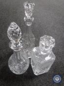 Three lead crystal decanters