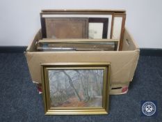 A box of continental pictures and prints